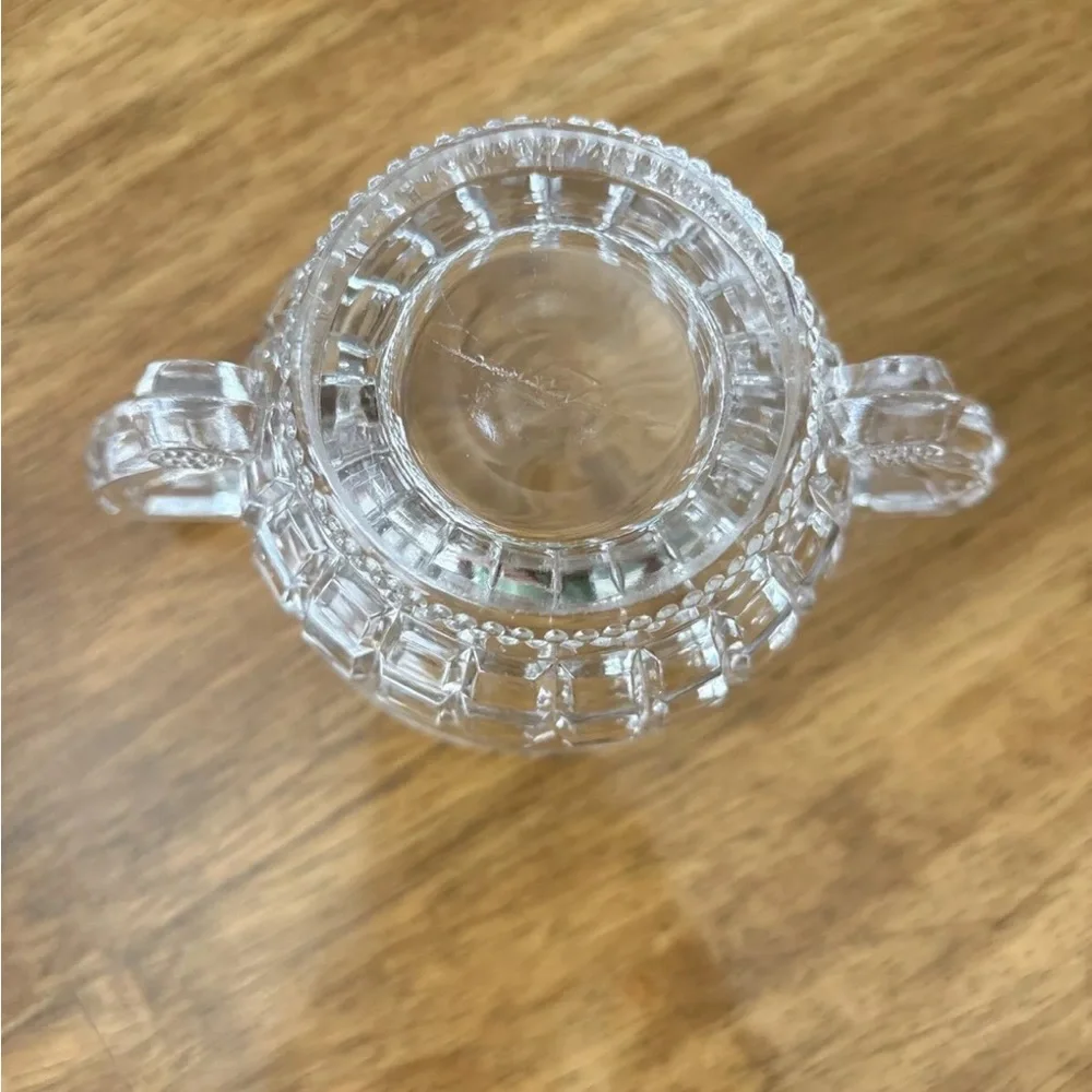 Vintage Heisey Glass Clear Victorian Creamer & Sugar Bowl Handles USA Excellent!